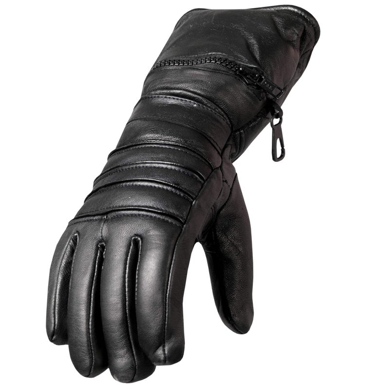 Hot Leathers Gauntlet Gloves with Quilted Lining (Black, X-Large) - Image 1